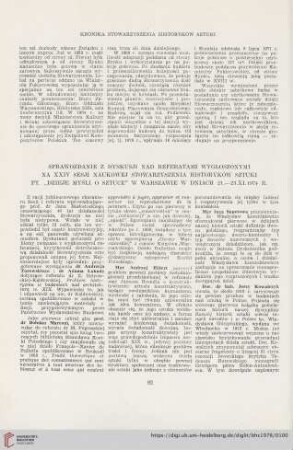 Sprawozdanie z dyskusji nad referatami wygłoszonymi na XXIV Sesji naukowej SHS pt."Dzieje myśli o sztuce", Warszawa 21-23.XI.1974