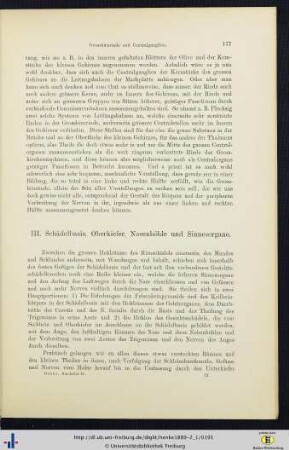 III. Schädelbasis, Oberkiefer, Nasenhöhle und Sinnesorgane.