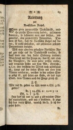 63-83, Anleitung zur Reesischen Regel.