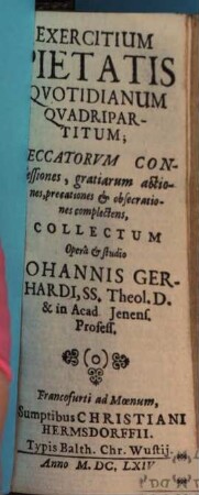 Exercitium pietatis quotidianum quadripartitum