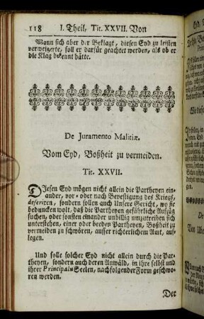 Tit. XXVII. De Juramento Malitiæ. Vom Eyd, Boßheit zu vermeiden. - Tit. LI. Von Beweisung duchr Augenschein.