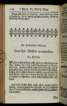 Tit. XXVII. De Juramento Malitiæ. Vom Eyd, Boßheit zu vermeiden. - Tit. LI. Von Beweisung duchr Augenschein.