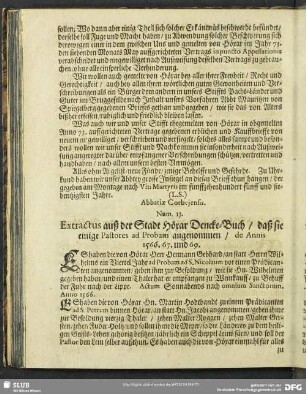 Num. 13. Extractus auß der Stadt Höxar Dencke-Buch, daß sie einige Pastores ad Probam angenommen, de Annis 1566. 67 und 69