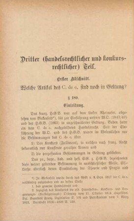 Dritter (handelsrechtlicher und konkursrechtlicher) Teil
