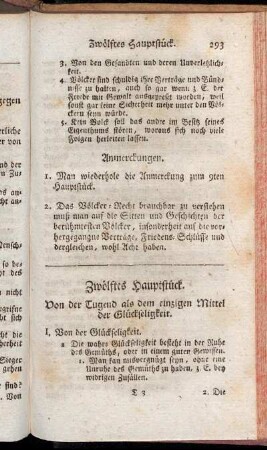 Zwölftes Hauptstück. Von der Tugend als dem einzigen Mittel der Glückseligkeit.