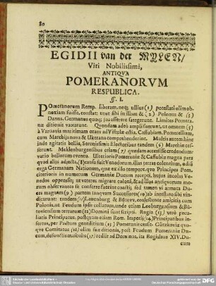 Egidii van der Myler, Viri Nobilissimi, Antiquva Pomeranorum Respublica