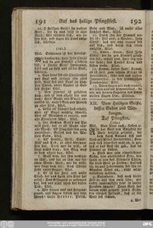 XII. Vom Heiligen Geiste, dessen Gaben und Wirkungen. Auf Pfingsten.