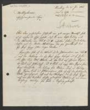 Brief von Jacob Sturm an Unbekannt