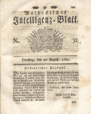 No. 31, Dienstag, den 3ten August, 1790