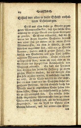 Schluß von allen in dieser Schrift enthaltenen Erfahrungen.