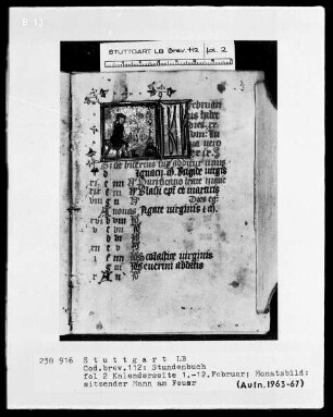 Lateinisch-französisches Stundenbuch — Monatsbild Februar, Folio 2recto