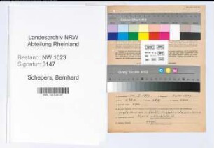 Entnazifizierung Bernhard Schepers , geb. 14.01.1893 (Lehrer)