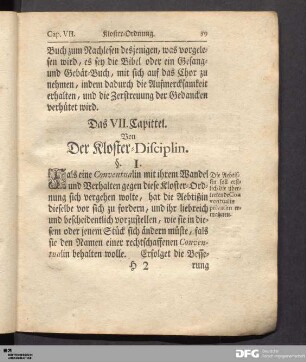 Das VII. Capittel. Von Der Kloster-Disciplin.