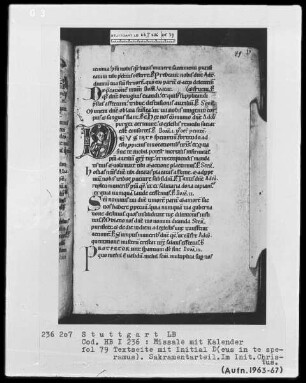 Graduale-Sakramentar-Lektionar — Initiale D (eus in te speramus) mit Christus, Folio 79recto
