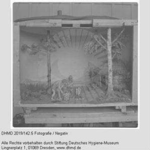 Diorama "Jüngere Neumenschen der mittleren Steinzeit als sesshafte Fischer"