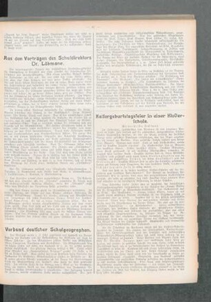 Aus den Vorträgen des Schuldirektors Dr. Löbmann