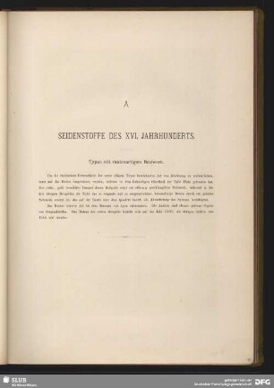Seidenstoffe des XVI. Jahrhunderts