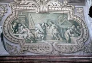 Illusionistische Architektur mit fingierten Reliefs: Allegorien der Künste und Wisenschaften und römische Kaiserporträts
