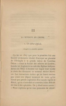 III. La mission en Chine