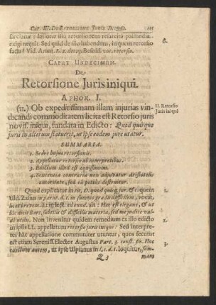 Caput Undecimum. De Retorsione Iuris iniqui.