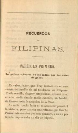Capítulo primero. La gallera ...