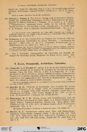 9. Kunst, Ornamentik, Architektur, Gartenbau (Nr. 353- 392)