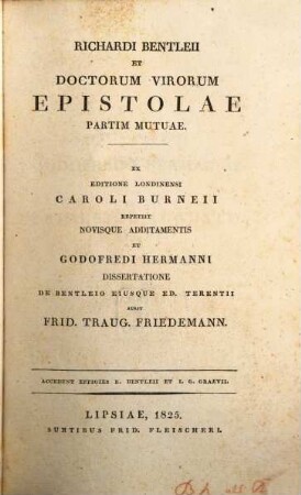 Richardi Bentleii et doctorum virorum epistolae partim mutuae