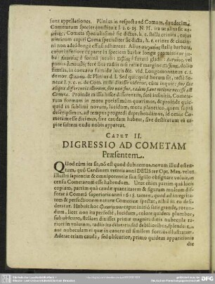 Caput II. Digressio Ad Cometam Praesentem