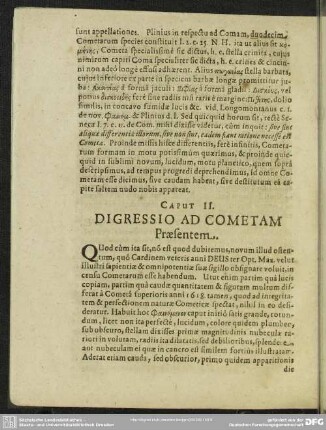 Caput II. Digressio Ad Cometam Praesentem