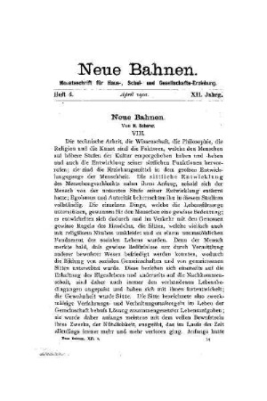 Neue Bahnen : VIII.