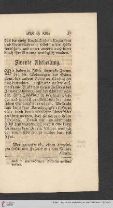 Zweyte Abtheilung