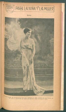 Modas - Traje de noche, de muselina de seda rosa [...] - [Fotografía] : Para la niña y la mujer