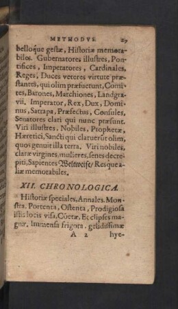 XII. Chronologica.