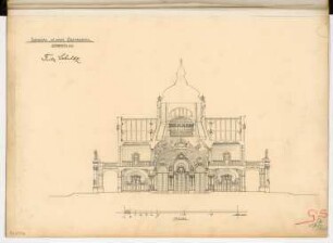 Gartensaal Monatskonkurrenz April 1901: Querschnitt 1:100; Maßstabsleiste