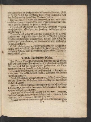 Teutsche Musicalische Bücher.