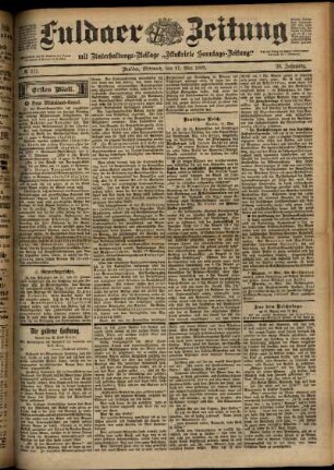 Erste Ausgabe vom Mittwoch, den 17. Mai 1899.