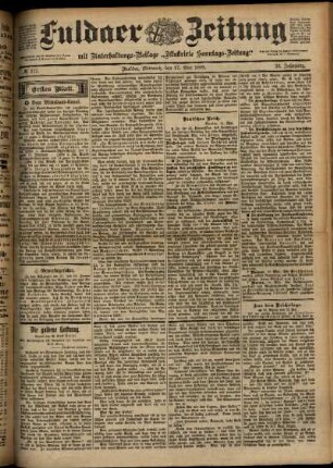 Erste Ausgabe vom Mittwoch, den 17. Mai 1899.