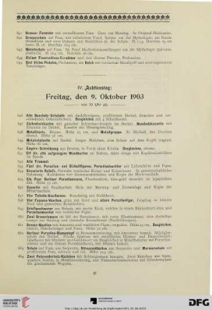 IV. Auktionstag: Freitag, den 9. Oktober 1903 (Nr. 646-885)
