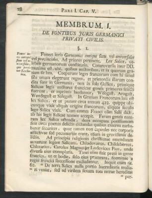 Membrum. I. De Fontibus Iuris Germanici Privati Civilis