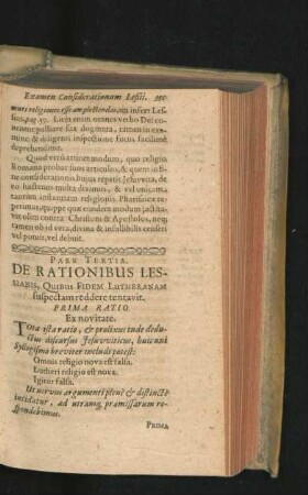 Pars Tertia. De Rationibus Lessianis, Quibus Fidem Lutheranam suspectam reddere tentavit.