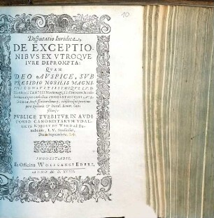 Disputatio Iuridica, De Exceptionibvs Ex Vtroqve Ivre Deprompta