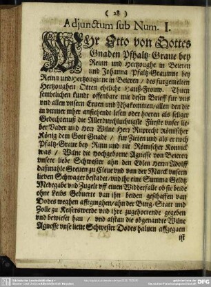 Adjunctum sub Num. I.