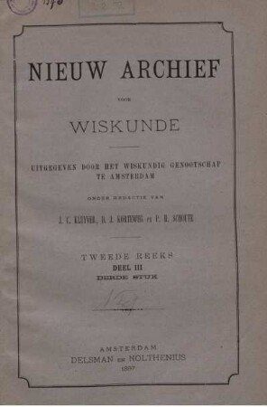 Tweede Reeks. Deel III. Derde Stuk.