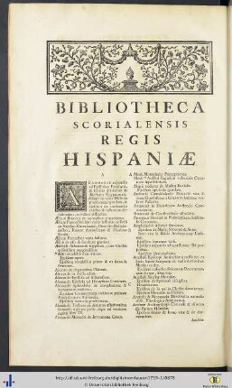 Bibliotheca Scorialensis Regis Hispaniae.