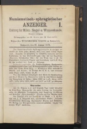 1. 30. Januar 1878