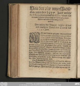 Von den vier unterschiedlichen zeiten des 1597. Jars ...
