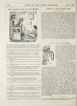 Mrs. Caddy's doubt of the budget; A hint to the horsetamers