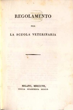 Regolamento per la Scuola veterinaria