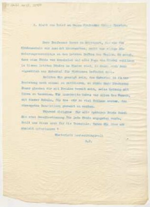 Brief an Otto Thümer : o.D.