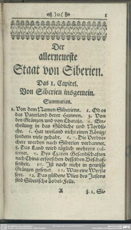 Das 1. Capitel. Von Siberien insgemein